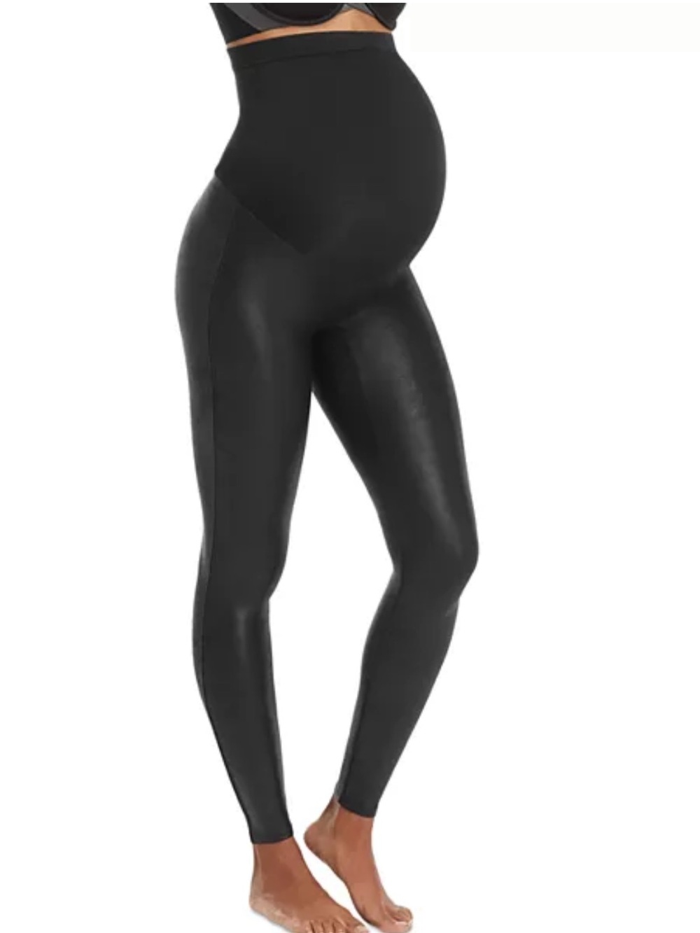 NWT SPANX Mama Faux-Leather Maternity Leggings In Very Black